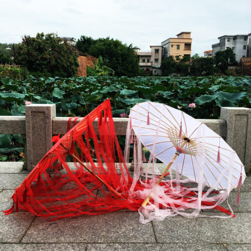古风汉服流苏古装女花城cos红色伞油纸伞拍照酒吧气氛道具舞蹈伞 - 图1