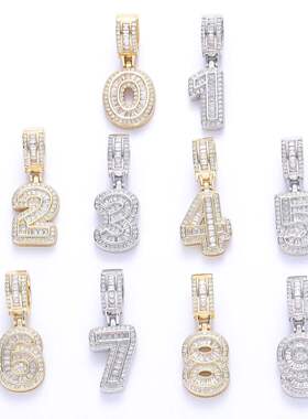 欧美冰糖数字镶锆石嘻哈吊坠创意潮牌项链个性DIY拼接项坠/吊坠蹦