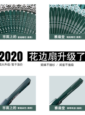 7寸中国风蕾丝随身便携丝绸折扇舞蹈扇古风拍照道具扇马面裙配饰