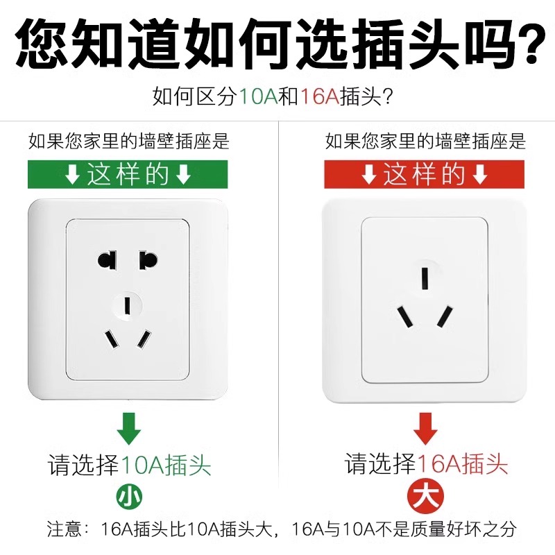 公牛插头二三脚插头3脚10A/16A空调电源插头漏电保护器热水器插座