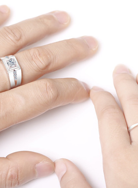 沁缘925银情侣戒指女男对银饰品