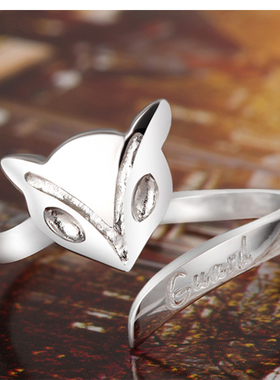 沁缘火狐狸生日礼物银戒指