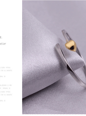 沁缘韩版时尚925银爱心开口戒指