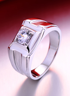 925银戒指男士霸气白金色大男戒