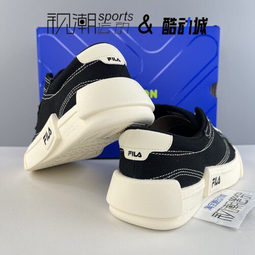FILA斐乐POP一代 黑白男女防滑轻便休闲帆布板鞋T12M125107FBK - 图3