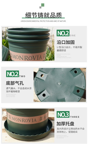 花盆环球加仑盆1/2/3/5加/7加仑盆月季绣球绿萝特大树脂塑料花盆 - 图0