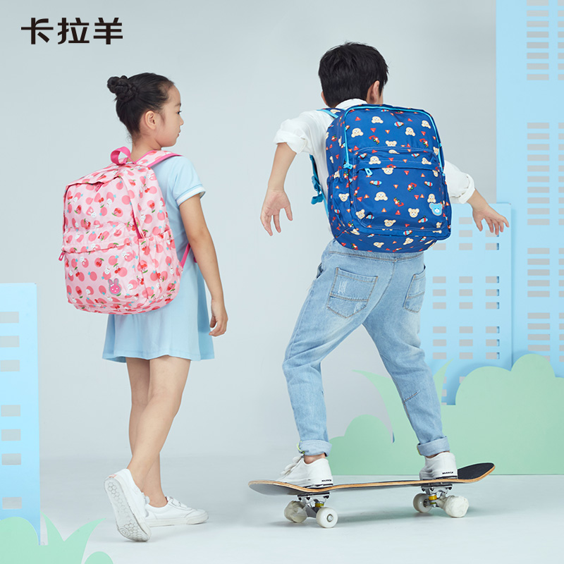卡拉羊小学生书包双肩包男女幼儿儿童书包1234年级减负防水泼背包