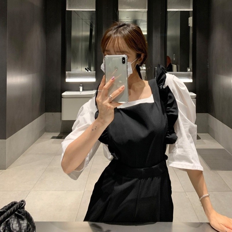 韩国there she is褶边宽松连体裤 cafe24海外连体衣/裤