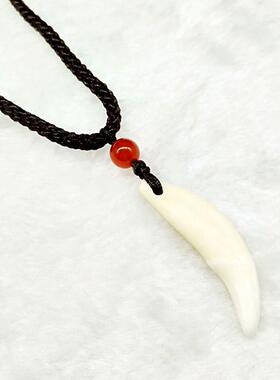 红绳黑绳黑狗牙齿真狗牙红黑狗牙项链吊坠男女脚链