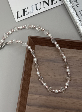 韩国简约透明精致串珠项链2025新款高级感时尚珍珠颈链锁骨链女