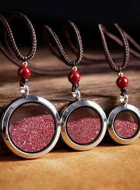 诗予饰匠心朱砂嘎乌盒原石粒项链