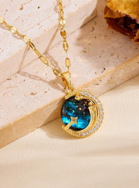 诗予饰真金电镀铜微镶锆石锁骨链