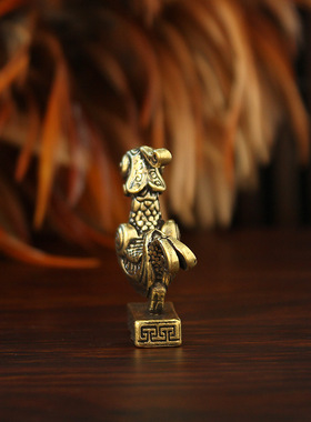 复古黄铜古朱雀桌面摆件