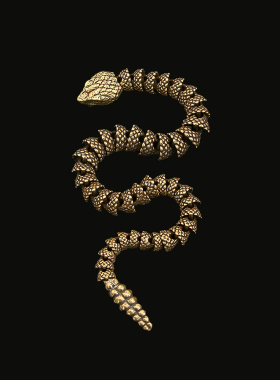 黄铜复古做旧3D响尾蛇摆件