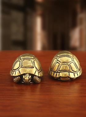 潮玩桌面小乌龟摆件纯铜可养复古