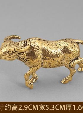 实心纯黄铜办公桌面生肖牛摆件
