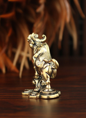 中式纯黄铜牛气冲天摆件