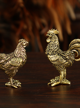 新款黄铜生肖鸡大公鸡母鸡一对