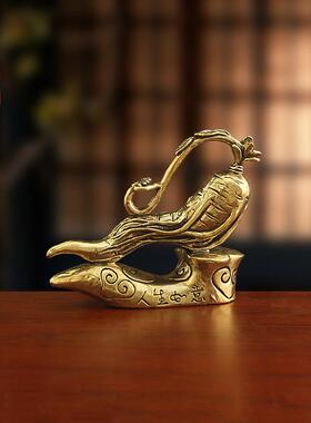 复古实心人参如意吉祥摆件