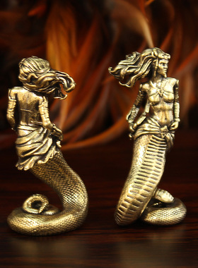 古希腊蛇女美杜莎黄铜摆件
