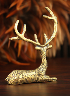 梅花鹿现代轻奢铜麋鹿摆件