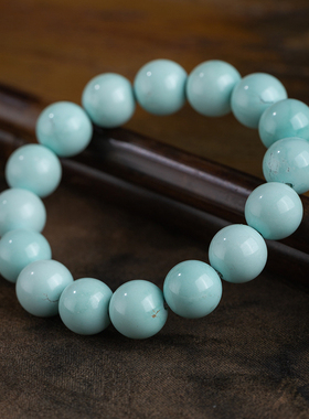 【青萍】绿松石12mm单圈手串天然绿松文玩高端大气珠宝收藏级