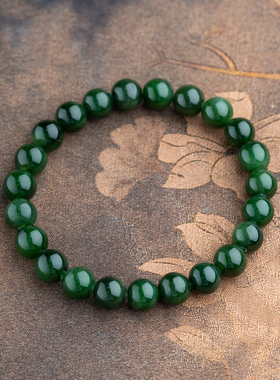 和田玉碧玉8mm单圈手串