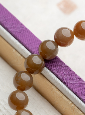 和田玉且末糖9mm19颗单圈手串弹力绳复古圆珠天然玉石手链