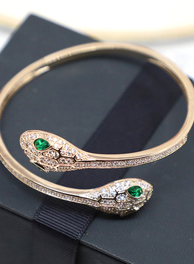 欧美重工微镶锆钻蛇手镯女