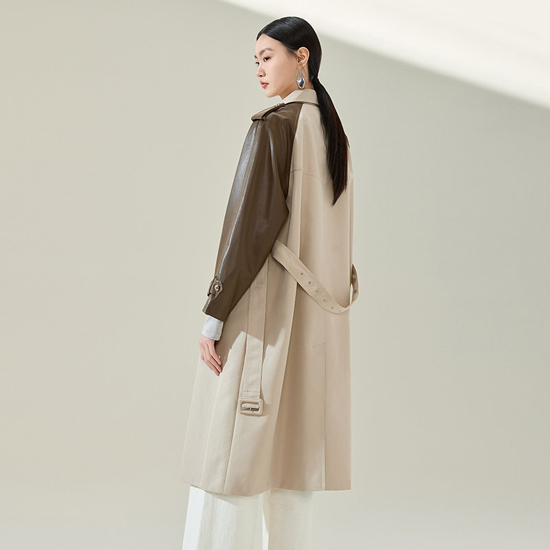 卡其色风衣外套女MOFAN摩凡2025早春新款撞色肩章设计小个子风衣,淘宝优惠券,粉丝福利购,淘宝优惠卷