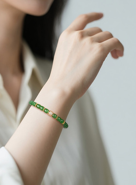 印象眸和田玉手串女款碧玉手链