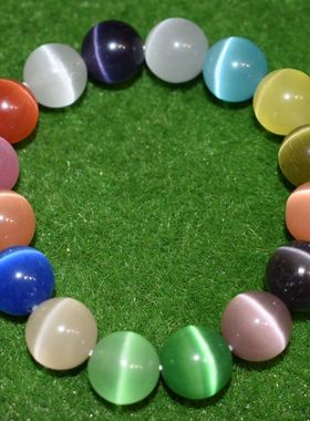 七彩多色猫眼石手串厂直供