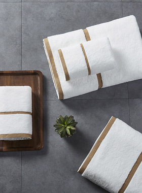 轻奢样板房酒店纯棉毛巾方巾浴巾套装简约卫生间浴室软装饰品摆件