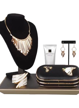 样板房衣帽间衣柜饰品托盘卧室梳妆台摆件创意家居手拿包黑色套装