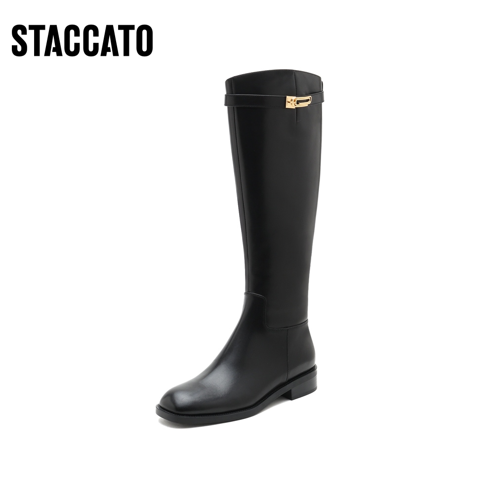 staccato旗舰店思加图冬季新款帅气英伦风骑士靴长筒靴超长靴女皮靴ECI09DC10