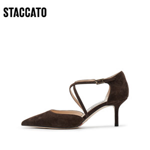 思加图新款法式复古包头凉鞋细高跟鞋女尖头凉鞋EC129AK5