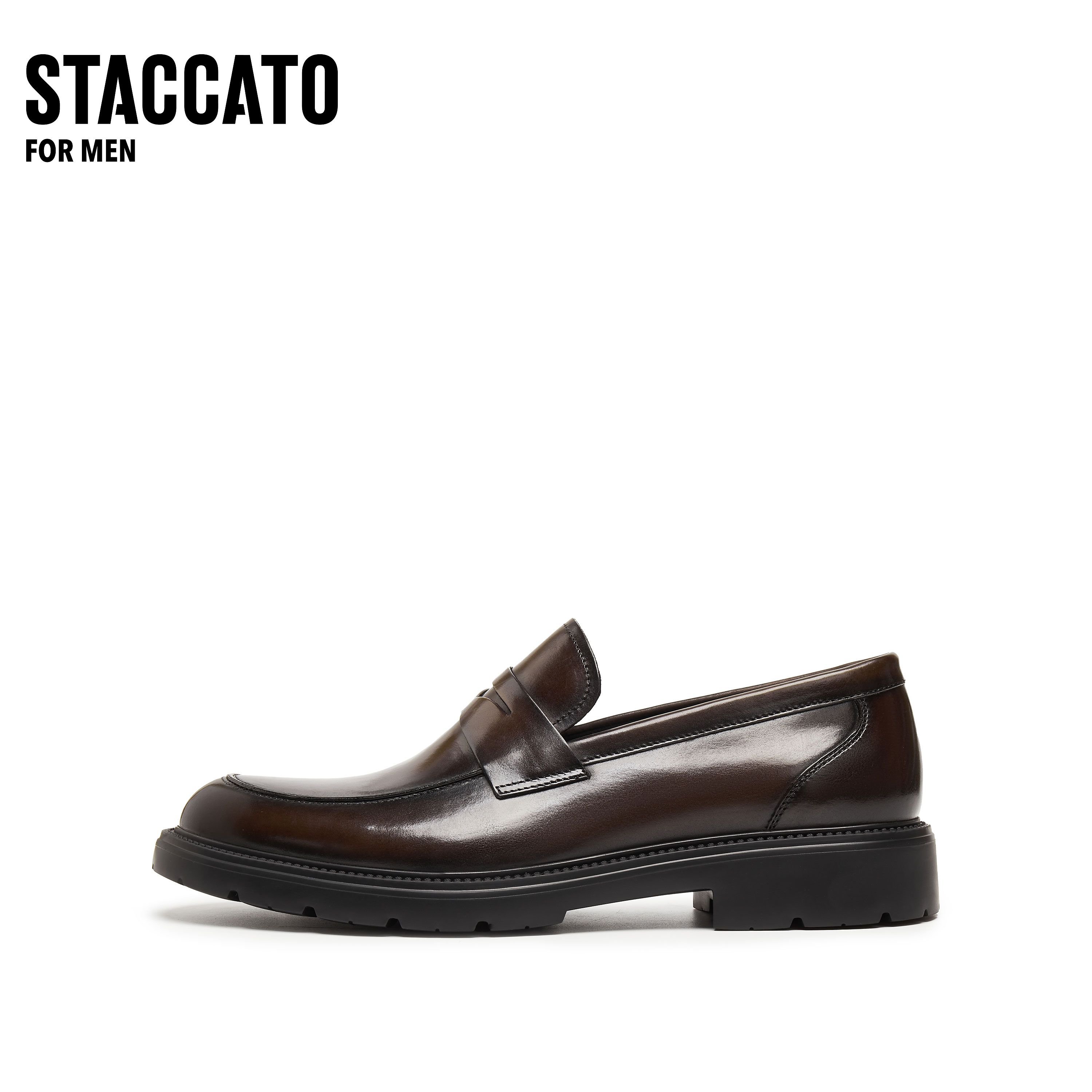 思加图2025新款华尔街之履复古休闲皮鞋乐福鞋商务皮鞋男B5306CA5 - 图0