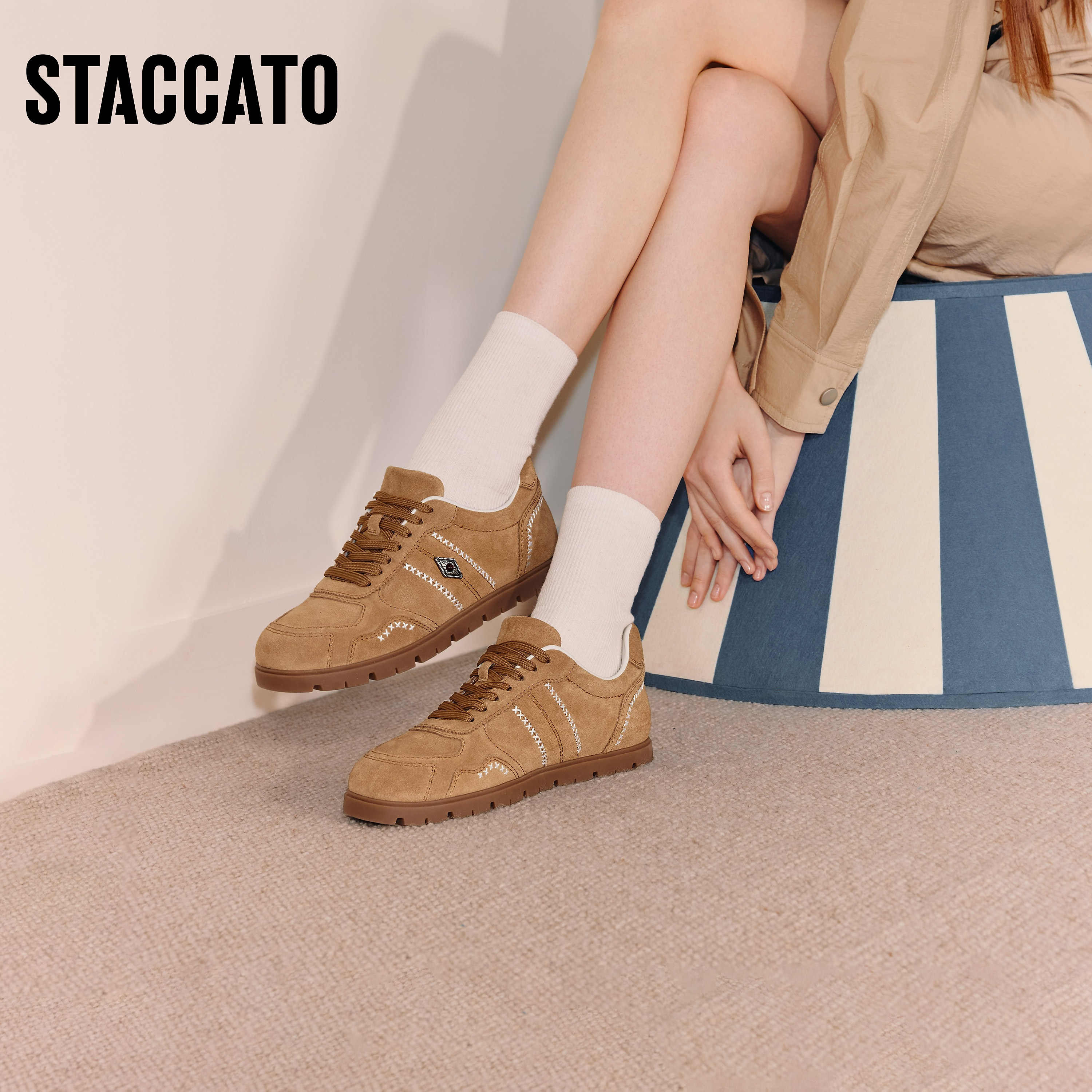 思加图新款亚利桑那复古德训鞋运动休闲鞋平底鞋女鞋EHT04CM5,淘宝优惠券,粉丝福利购,淘宝优惠卷