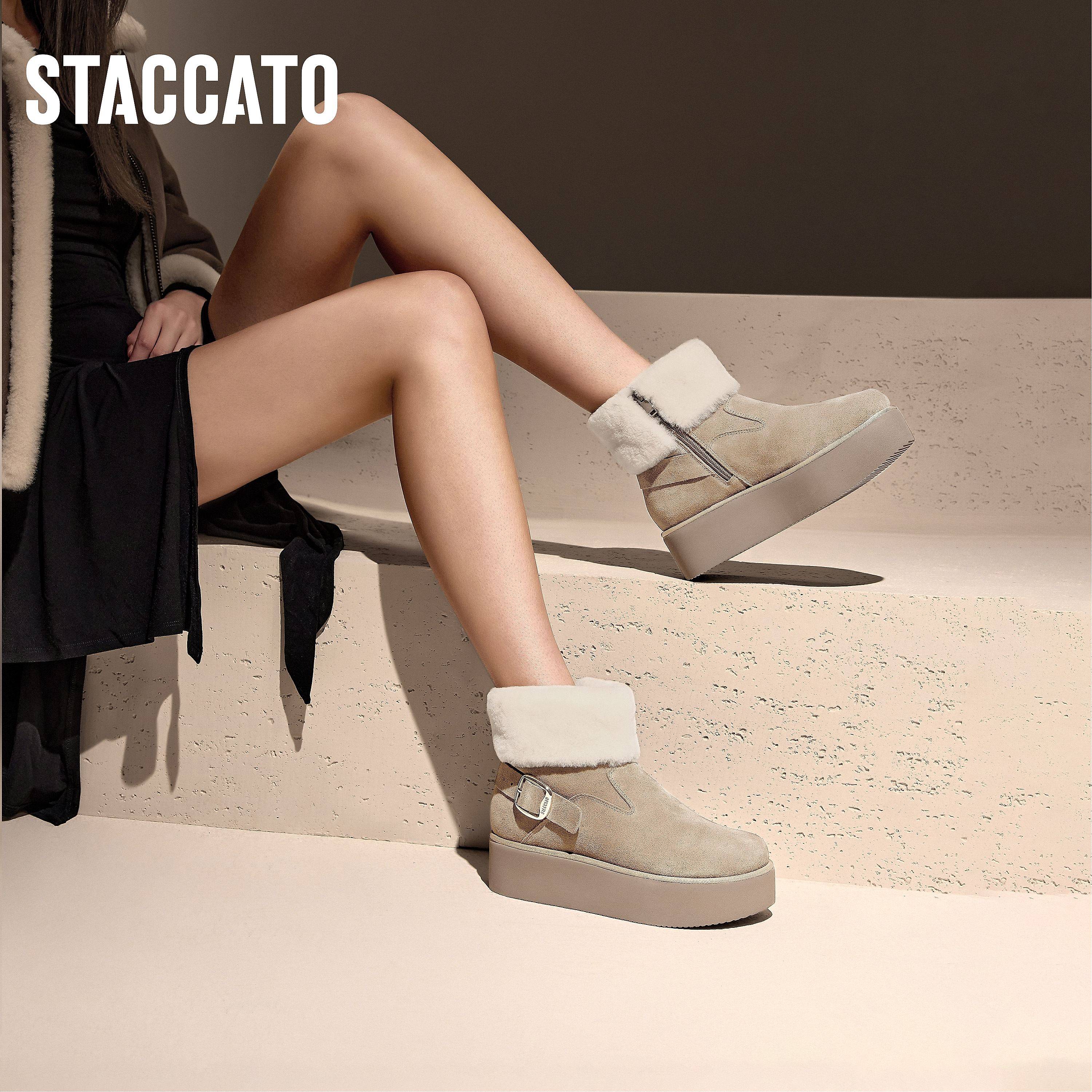 思加图新款雪顶可可保暖加绒雪地靴短靴厚底女靴EAM01DD4,淘宝优惠券,粉丝福利购,淘宝优惠卷