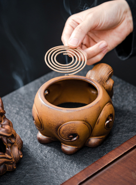 润鑫缘陶瓷狻猊盘香炉茶道摆件
