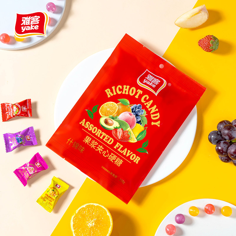 雅客果浆夹心硬糖招待糖果混合口味水果味硬糖婚庆喜糖袋装糖460g,淘宝优惠券,粉丝福利购,淘宝优惠卷