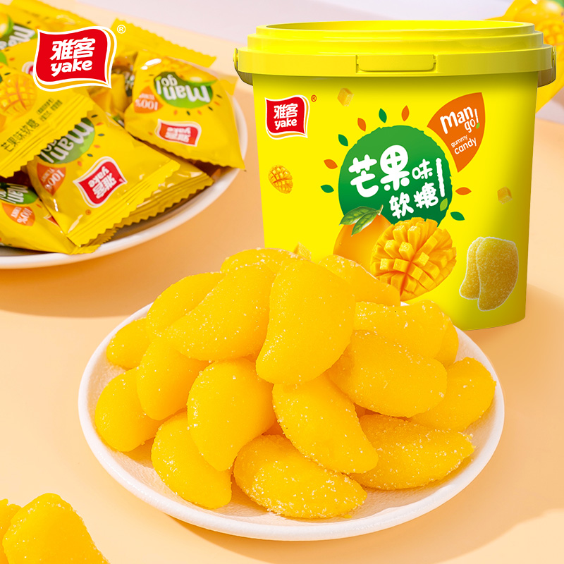 雅客软糖大吉大利软糖粟米烧糖果芒果味软糖桶装零食喜庆糖果软糖