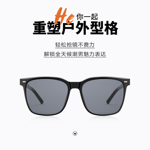 帕森太阳镜男时尚偏光驾驶开车专用近视可配度数防晒墨镜PJ92123 - 图1