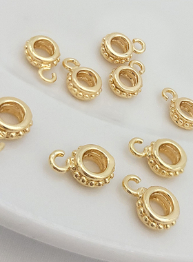 18k包金保色花边闭口圈带挂件diy