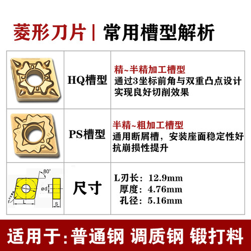 菱形外圆数控车刀片CNMG120404/120408-HQ钢件专用车刀粒合金刀头 - 图0