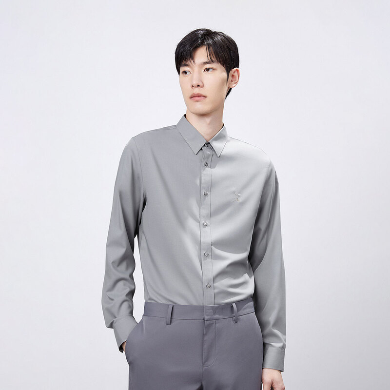 太平鸟男装2023年春新款刺绣白衬衫 太平鸟男装衬衫