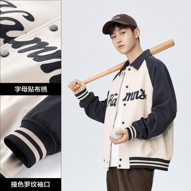太平鸟男装春新款美式字母刺绣夹克 太平鸟男装夹克