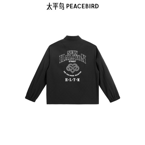 太平鸟男装 休闲夹克时尚经典舒适茄克衫爱心提花撞色刺绣夹克潮 - 图0