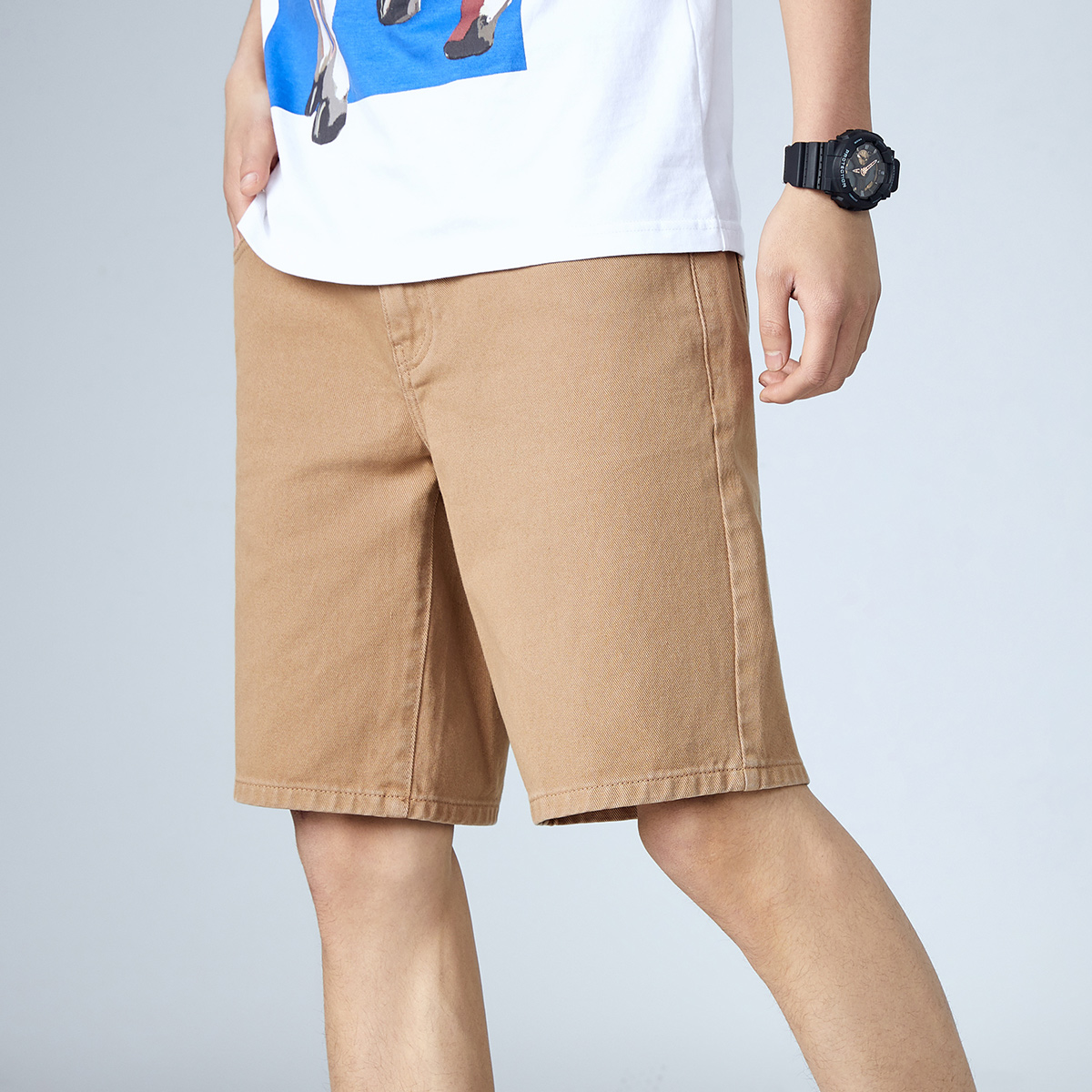 太平鸟男装旗舰店太平鸟男装 牛仔中短裤男年夏季新款纯棉韩版修身时尚裤子潮1