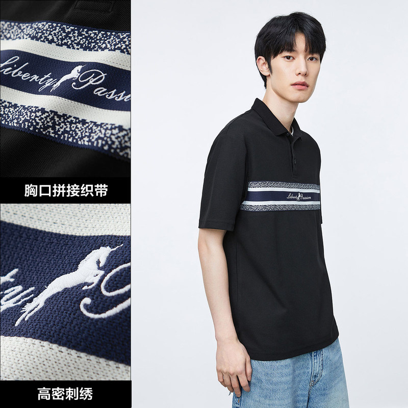 【凉感速干】太平鸟男装刺绣男polo衫 太平鸟男装Polo衫